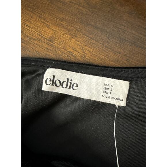Elodie Womens Small Black Velvet Asymmetrical Twist Long Sleeve Top NWT - Picture 8 of 8